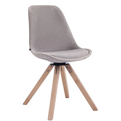 Decoshop26 Chaise de salle à manger x1 chaise visiteur assise pivotant à 360° en velours gris piètement en bois carré clair 10_0003505