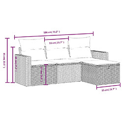 Avis vidaXL Salon de jardin 4 pcs avec coussins noir résine tressée