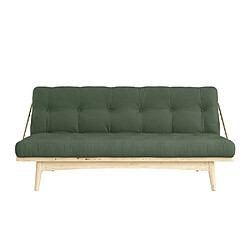 Inside 75 Banquette futon FOLK en pin massif coloris vert olive couchage 130 x 190 cm.