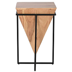 Pegane Table d'appoint en bois d'acacia coloris naturel et métal noir - longueur 41 x profondeur 41 x Hauteur 67 cm