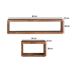 Mes Lot de 3 étagères rectangulaires en bois massif pas cher