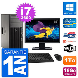 PC Tour HP Z210 Ecran 22" Intel i7-2600 RAM 16Go Disque Dur 1To Windows 10 Wifi · Occasion 