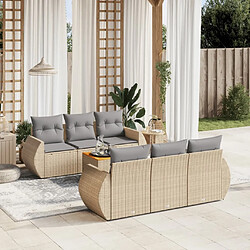 Maison Chic Salon de jardin avec coussins 7 pcs, Ensemble Tables et chaises de jardin, beige résine tressée -GKD419891