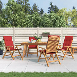 vidaXL Chaises de jardin inclinables lot de 4 et coussins bois teck