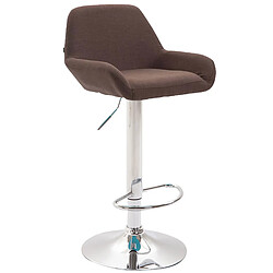 Decoshop26 Lot de 2 tabourets de bar repose-pieds en forme d'arc en métal blanc assise en tissu marron 10_0004038