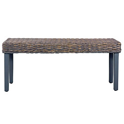 Decoshop26 Banc en rotin kubu naturel et manguier massif 110 cm gris BAN02011