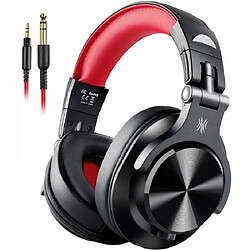 General Casque filaire sur l'oreille Hi-Res Studio Monitor & Mixing DJ Stereo Headsets avec pilotes en néodyme de 1,9 pouces et prise audio 1/4 à 0,1 pouce pour ordinateur enregistrement piano guitare(rouge) 