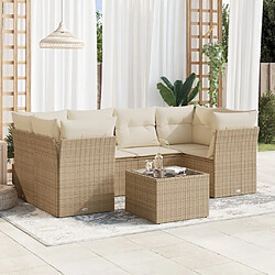 vidaXL Salon de jardin avec coussins 7 pcs beige résine tressée 