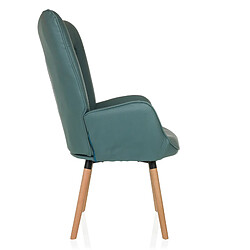 Fauteuil à oreilles / fauteuil vintage HAVENIO I tissu menthe hjh LIVING pas cher