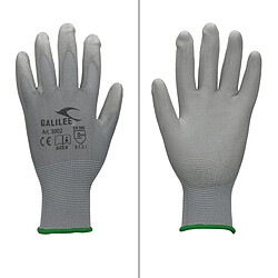 ECD Germany 4 Paires de Gants de Travail en PU - Taille 11-XXL - Couleur Gris - Élastique - Protection Usages Multiples - pour Mécanicien Constructeurs Travail de Jardin Bricolage Activités Montage