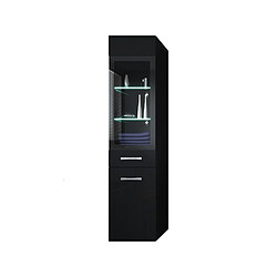 Auco Armoire de rangement Rio Hauteur : 131 cm Noir brillant - Meuble de rangement haut placard armoire colonne