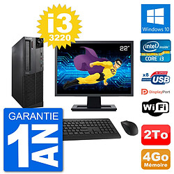 PC Lenovo M92p SFF Ecran 22" Intel i3-3220 RAM 4Go Disque 2To Windows 10 Wifi · Occasion 