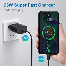 Chargeur Samsung Rapide 25W, Chargeur USB C + Cable USB-C vers USB-C Compatible avec Samsung Galaxy S22, S21 Ultra, S21 Fe, A52