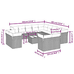 Avis vidaXL Salon de jardin avec coussins 14 pcs gris clair résine tressée