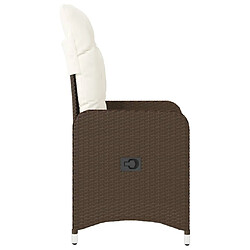 Acheter vidaXL Chaise inclinable de jardin avec coussins marron résine tressée