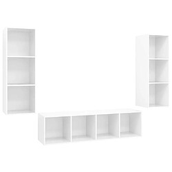 Maison Chic Ensemble de meubles TV 3 pcs pour salon - Blanc brillant Aggloméré -MN69180