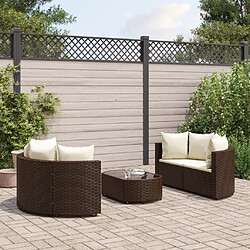 vidaXL Salon de jardin avec coussins 5 pcs marron résine tressée