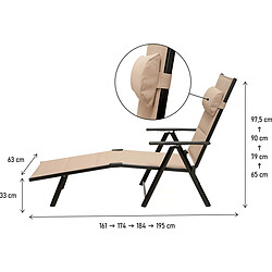 Avis Habitat Et Jardin Chaise longue pliante Hevea en métal et textilène - Beige