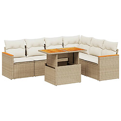 vidaXL Salon de jardin avec coussins 7 pcs beige résine tressée