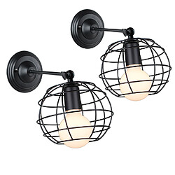 Stoex Lot de 2 Applique mural vintage industrielle design forme cage lampe de plafond métal luminaire pour Salon Chambre Salle à manger (sans ampoule)