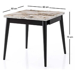 Avis Hanah Home Table de repas extensible Totem noir, blanc marbré.