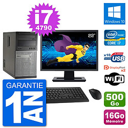 PC Tour Dell 7020 Ecran 22" Intel i7-4790 RAM 16Go Disque 500Go Windows 10 Wifi · Occasion 