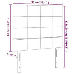 vidaXL Têtes de lit 2 pcs Gris foncé 90x5x78/88 cm Tissu pas cher