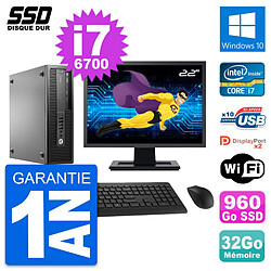 PC HP EliteDesk 800 G2 SFF Ecran 22" i7-6700 RAM 32Go SSD 960Go Windows 10 Wifi · Occasion 