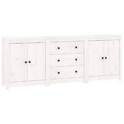 Maison Chic Buffet,Meuble de Rangement,commode pour salon,Cuisine Blanc 210x35x80 cm Bois massif de pin -MN56081