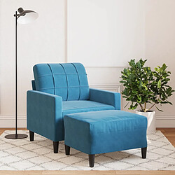 vidaXL Fauteuil avec repose-pied Bleu 60 cm Velours