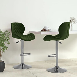 vidaXL Tabourets de bar lot de 2 vert foncé velours 