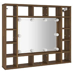 Helloshop26 Armoire à miroir avec led chêne 91 x 15 x 76,5 cm marron 02_0006669 