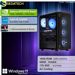 Sedatech Pack PC Gamer Pro • Intel i5-12400F • RTX4070 Super • 16Go RAM • 1To SSD M.2 • Windows 11 • Moniteur 27"