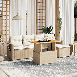 vidaXL Salon de jardin avec coussins 6 pcs beige résine tressée 