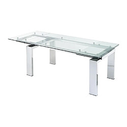 Vente-Unique Table à manger extensible LUBANA - Verre trempé &amp; métal - 8 à 10 personnes pas cher