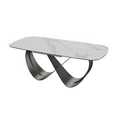 Vivenla Table de salle à manger extensible design plateau en céramique et pieds en métal L.180-240 x P. 100 x H.76 cm collection Lina