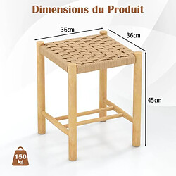 Acheter Helloshop26 Ensemble de 2 tabourets de bar de 45 cm cadre en bois de caoutchouc et siège en papier tissé tabouret sans dossier rustique naturel 20_0006724