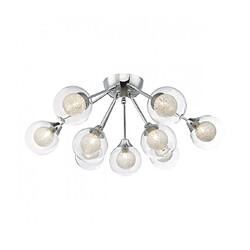 Luminaire Center Plafonnier Zeke chrome poli et verre 9 ampoules Coloris : chrome poli Coloris 2 : verre Hauteur en Cm : 27.5 Diamètre en Cm : 55 Poids en Kilo : 1.711 Type d'ampoule : G9 Nombre d'ampoules : 9 Puissa