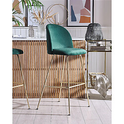 Beliani Tabouret de bar Set de 2 Velours Vert émeraude ARCOLA