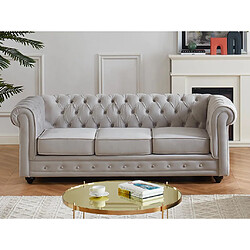 Vente-Unique Canapé 3 places CHESTERFIELD - Velours gris clair