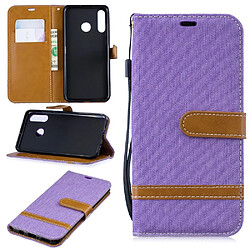 Etui en PU tissu jeans de couleur assortie violet pour votre Huawei P30 Lite 