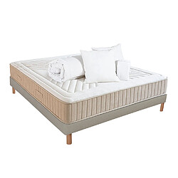 NUIT DE COTON Pack Symphonie 2.0 Pack Prêt à dormir SYMPHONIE 2.0 160x200 cm | Matelas Mémoire de forme + Sommier + Accessoires