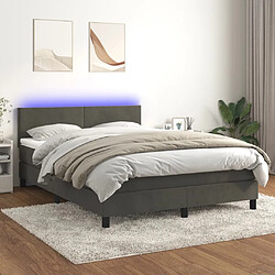 Sommier à lattes LED,Cadre à lattes de lit avec matelas pour Adulte Gris foncé 140x190 cm -MN52310