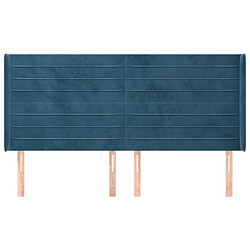 Avis Maison Chic Tête de lit scandinave avec oreilles,meuble de chambre Bleu foncé 163x16x118/128 cm Velours -MN76354