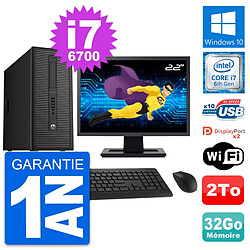 PC Tour HP 800 G2 Ecran 22" Intel i7-6700 RAM 32Go Disque Dur 2To Windows 10 Wifi · Occasion 