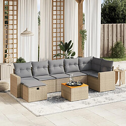 vidaXL Salon de jardin avec coussins 8pcs mélange beige résine tressée