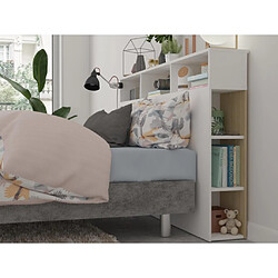 Vente-Unique Tête de lit avec rangements NASTIA - 160 cm - Blanc et chêne