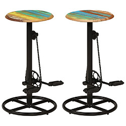 vidaXL Tabourets de bar lot de 2 bois massif de récupération 