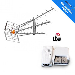 TELEVES Pack Antenne DAT HD BOSS LR 4G LTE 700 Gain 47dBi TNT UHF + Ampli Compact 2 Sorties