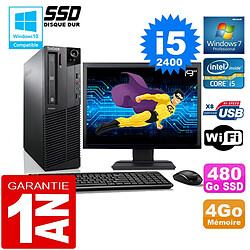 PC Lenovo M92p SFF Core I5-2400 Ram 4Go Disque 480 Go SSD Wifi W7 Ecran 19" · Occasion 